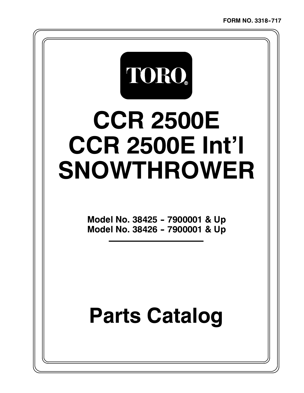 Toro 38425, 38426 Parts Catalogue