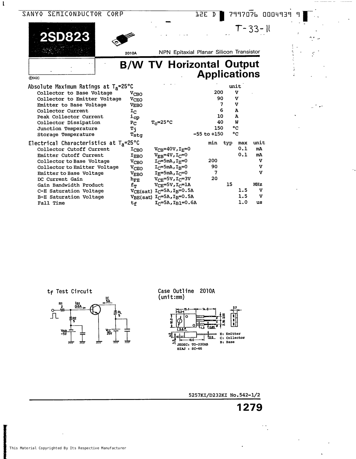 Sanyo 2sd823 Datasheet - ManualMachine.com