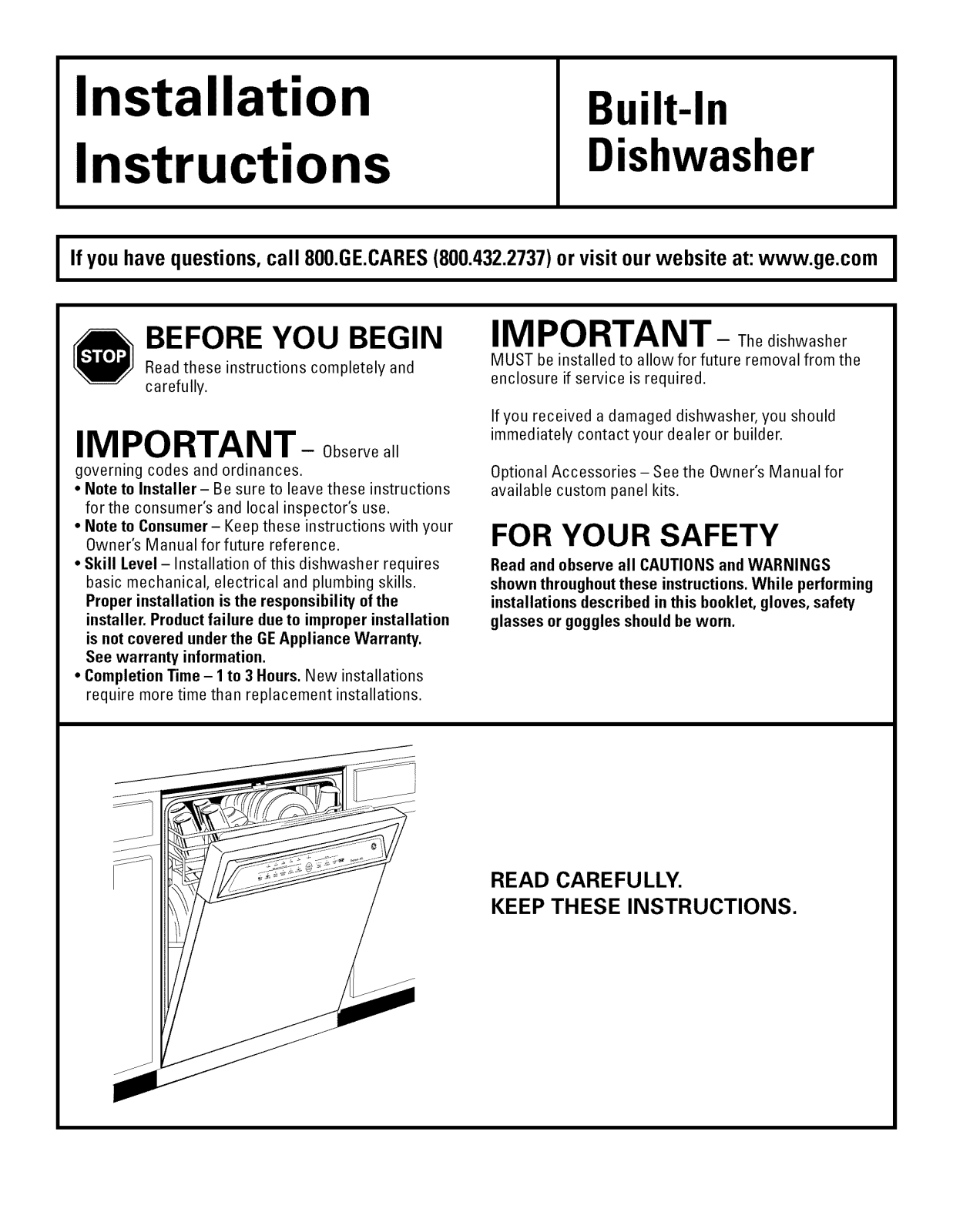 GE PDW7300N10BB, PDW7300N10CC, PDW7300N10WW, PDW7300N15BB, PDW7300N15CC Installation Guide - ManualMachine.com