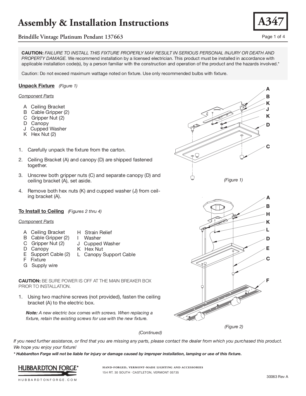 Hubbardton Forge 137663 User Manual