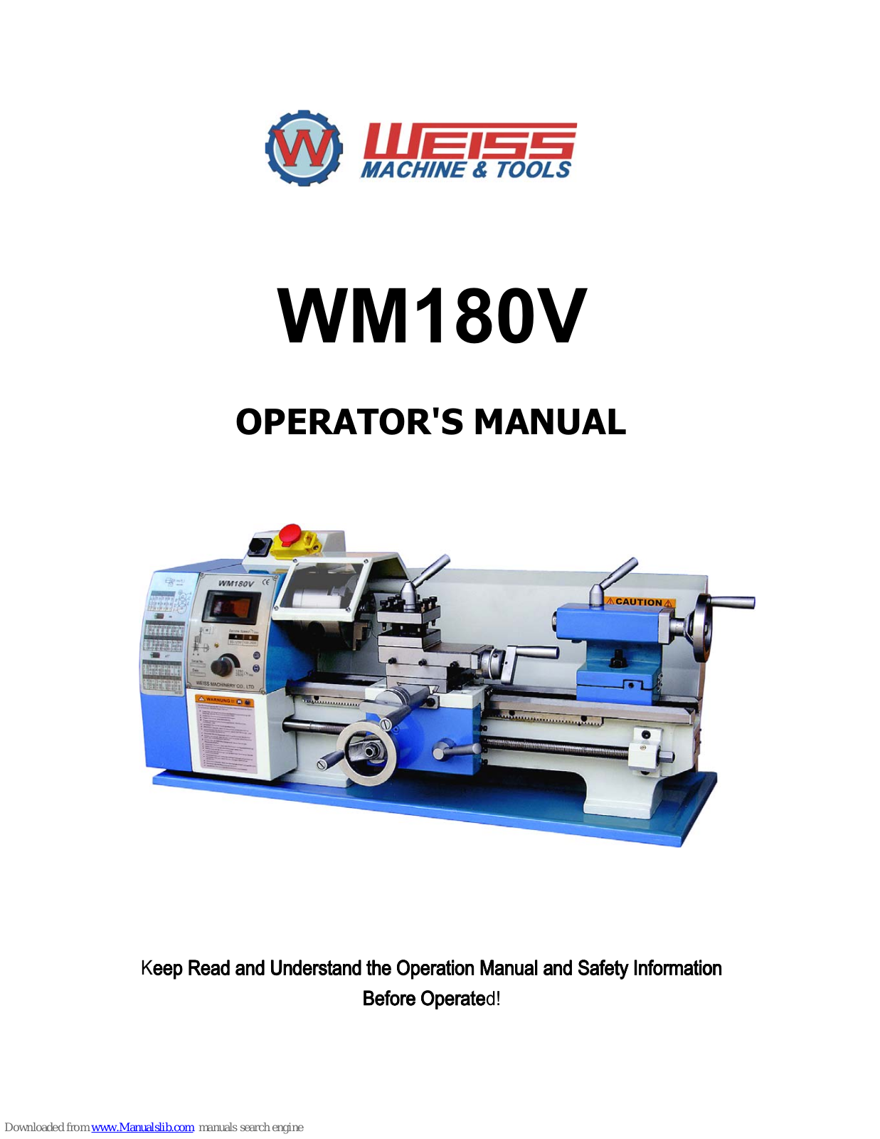 Weiss Engineering WM180V Operator's Manual - ManualMachine.com