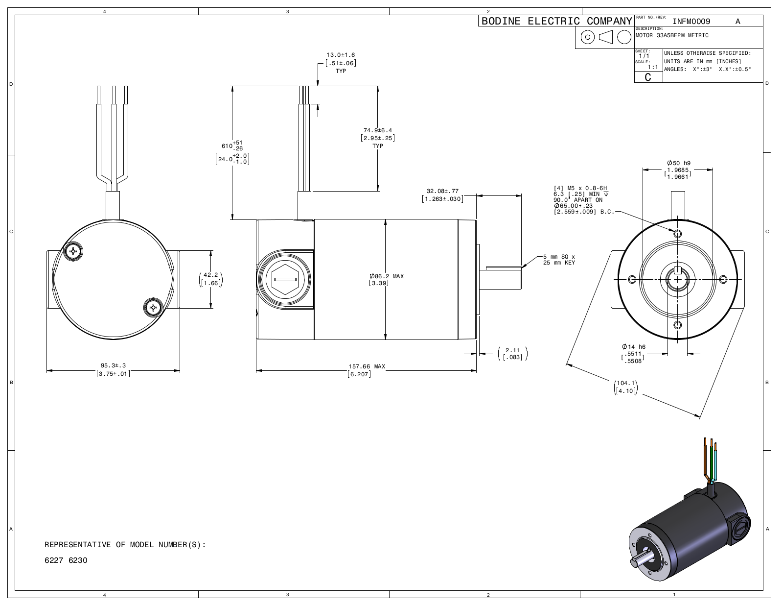 Bodine 6227, 6230 Reference Drawing