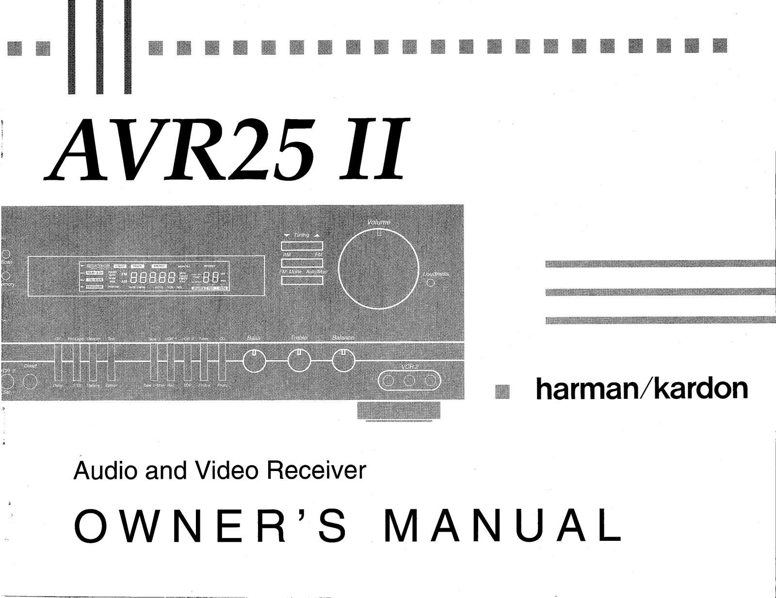 Harman kardon AVR 25 II OWNER’S MANUAL