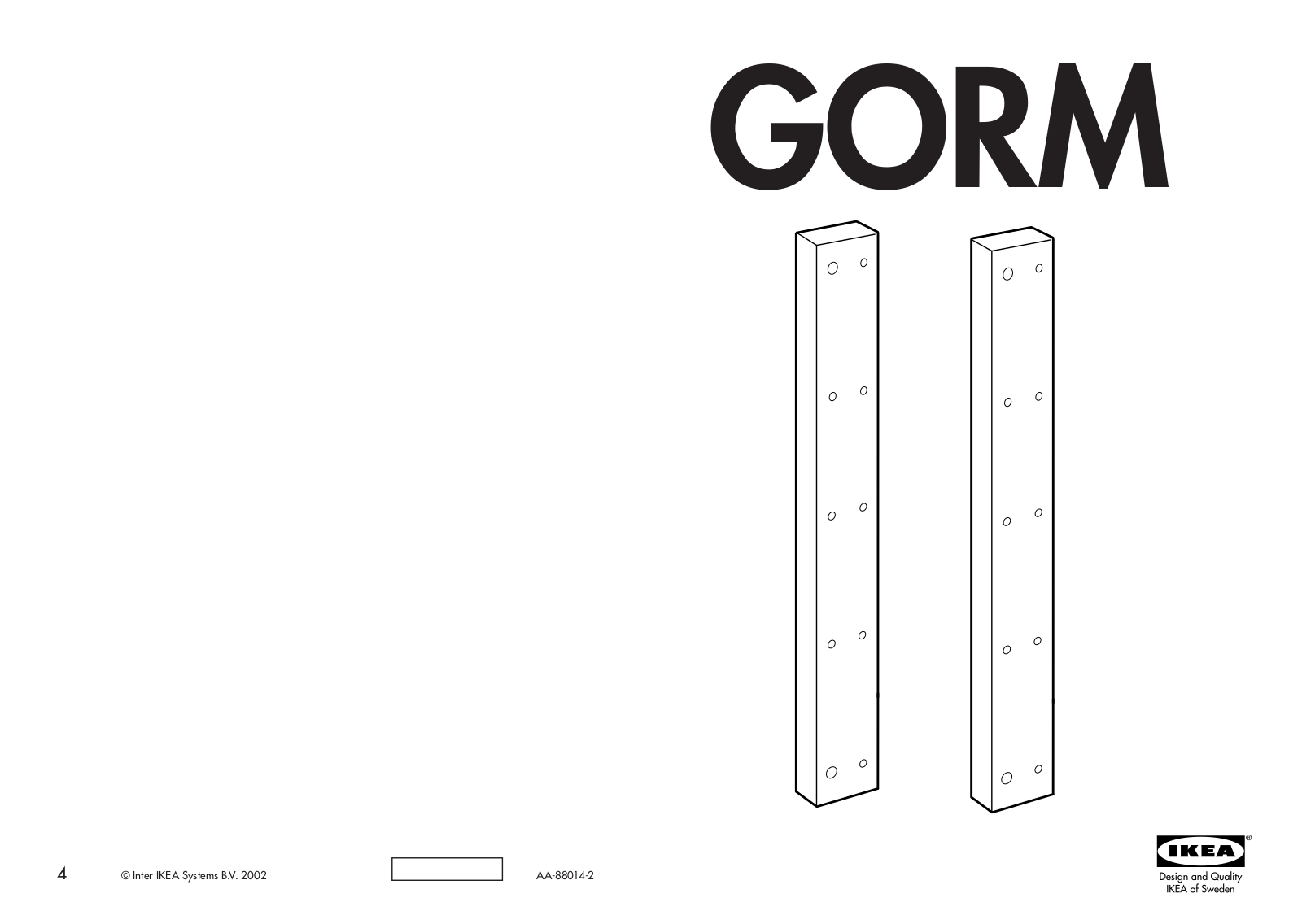 IKEA GORM HEIGHT EXTENSION POST 2PK Assembly Instruction