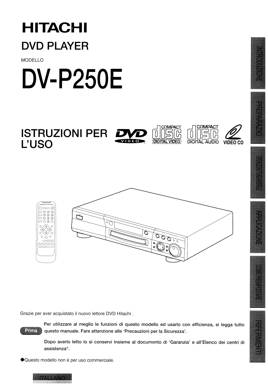 Hitachi DVP250E User Manual