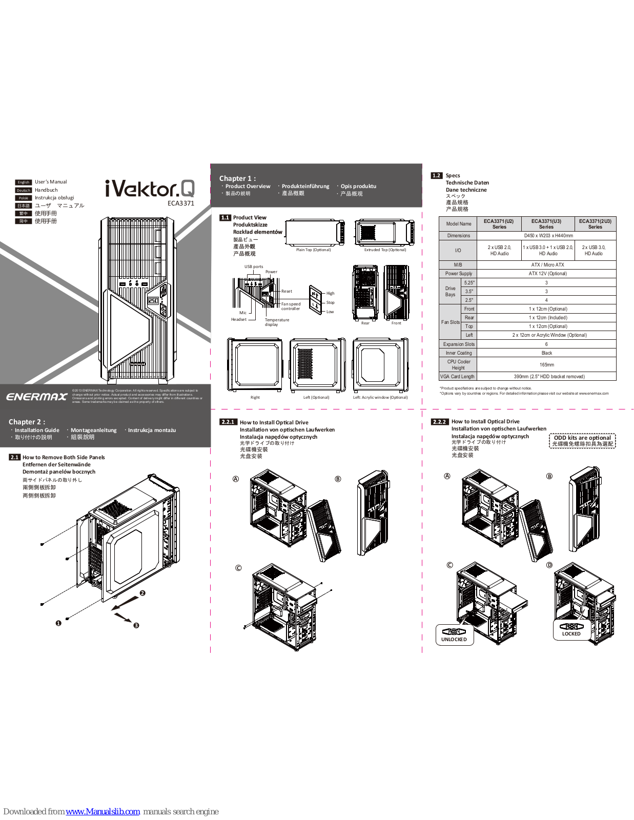 ENERMAX iVektor.Q ECA 3371 Series, iVektor.Q ECA 3371U2 Series, iVektor.Q ECA 3371U3 Series, iVektor.Q ECA 33712U3 Series User Manual