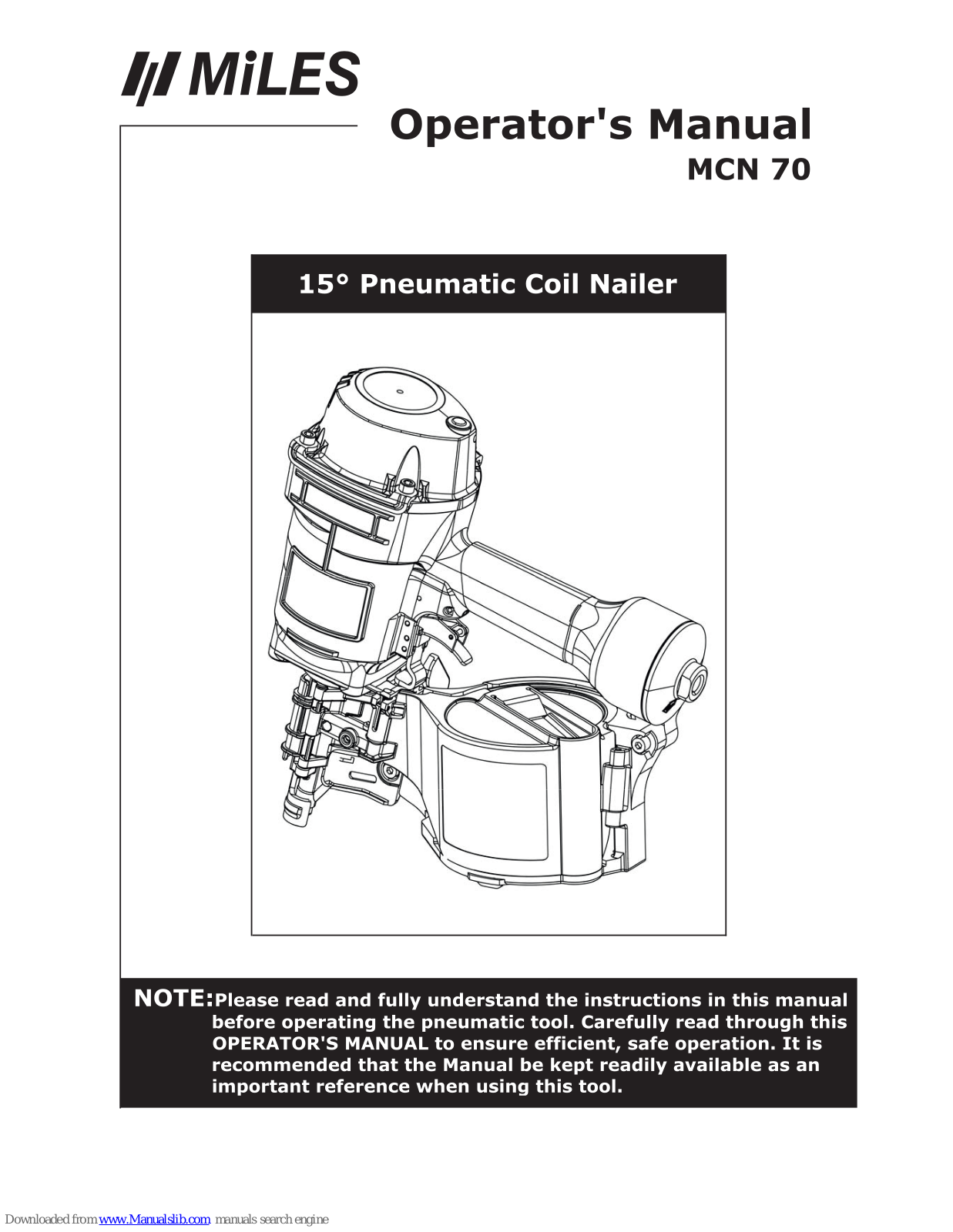 Miles Industries MCN 70 Operating Instructions Manual