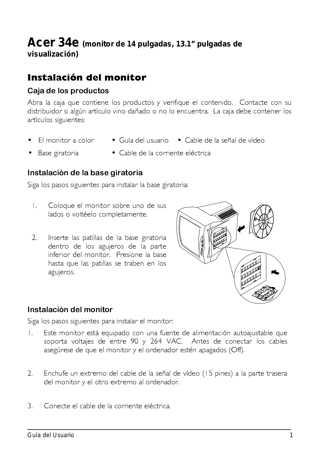 Acer 34E Installation  Guide