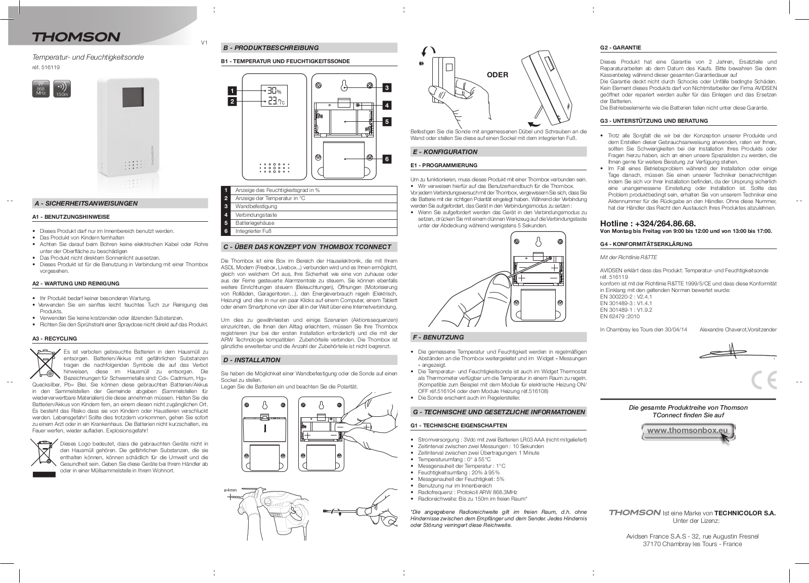 Thomson Funk-Thermo-Hygrometer Bedienungsanleitung - ManualMachine.com