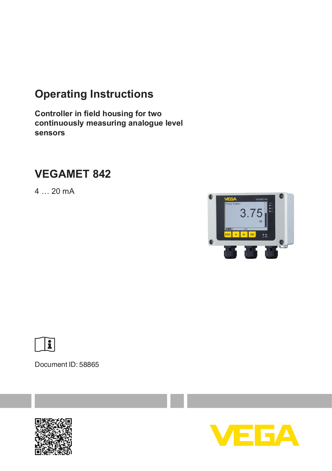 VEGA VEGAMET 842 Operating Instructions