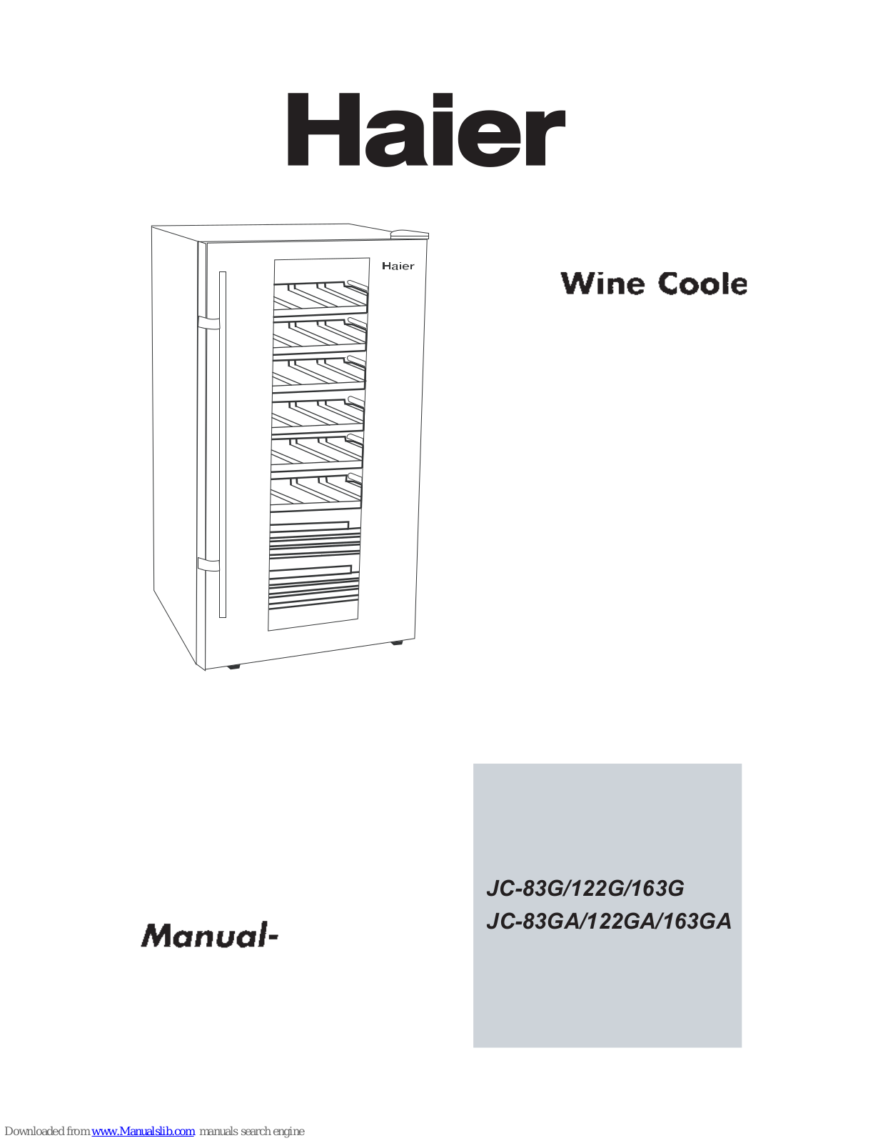 Haier JC-163GA, JC-83GA, JC-83G, JC-122G, JC-163G User Manual