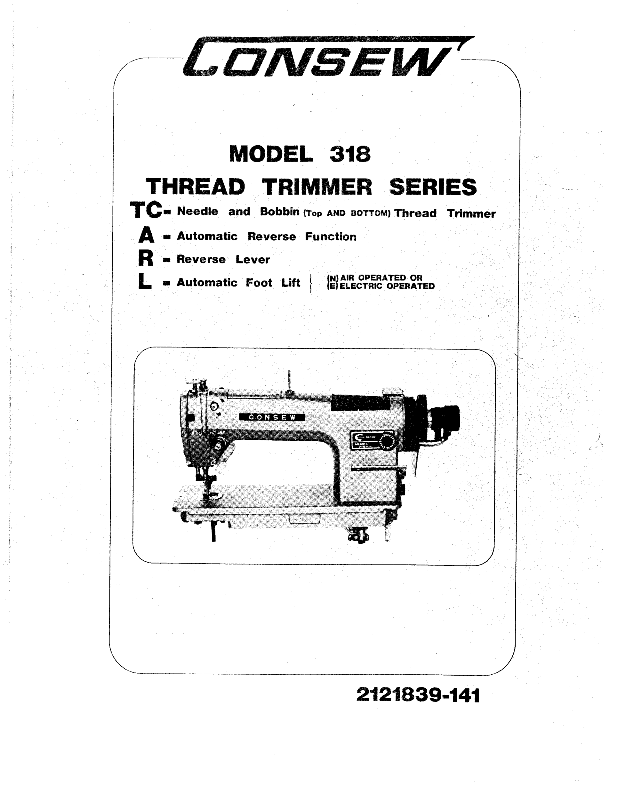 CONSEW 318 Parts List