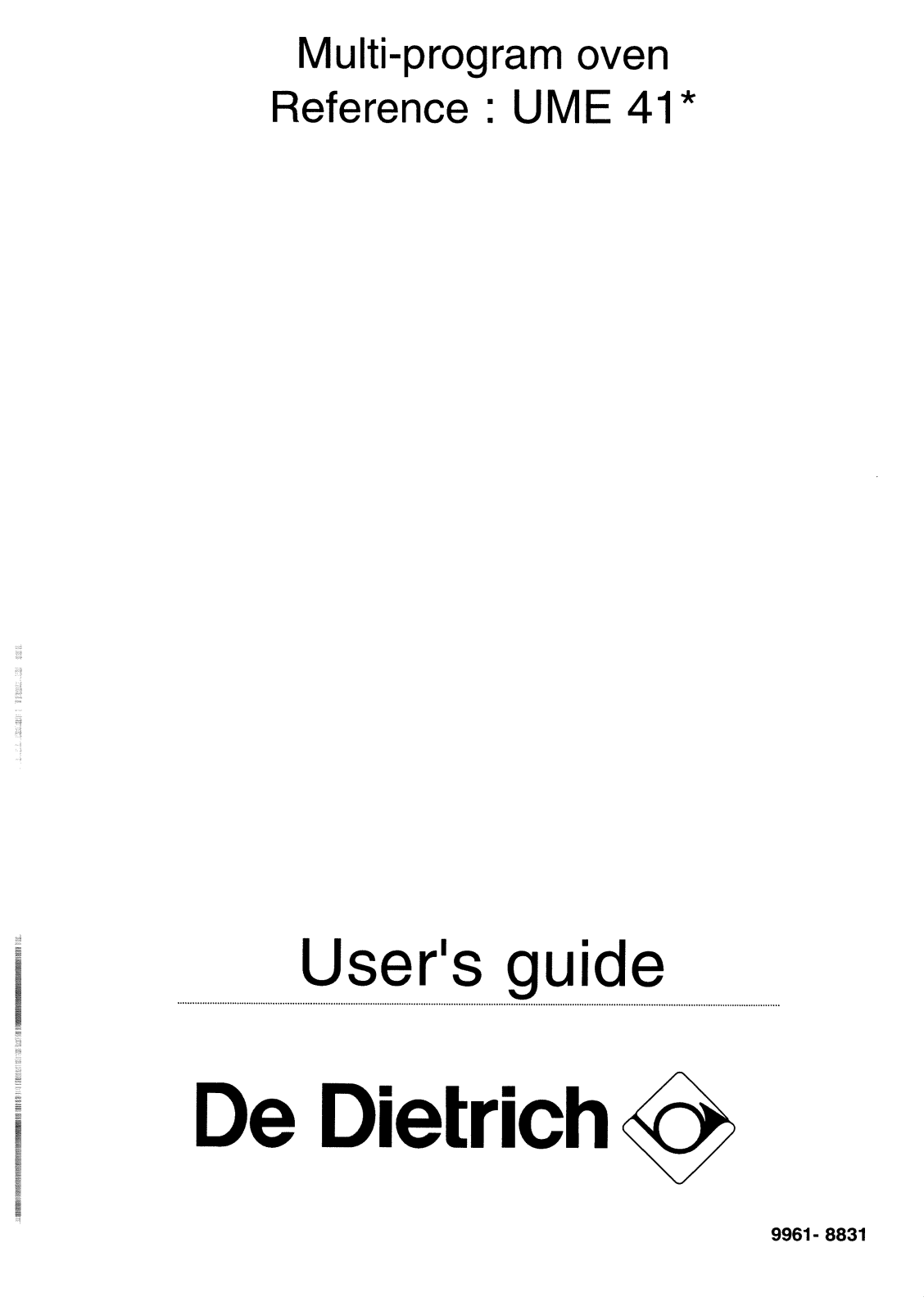 De dietrich UME412E1, UME414E2, UME414E1, UME411E2 User Manual