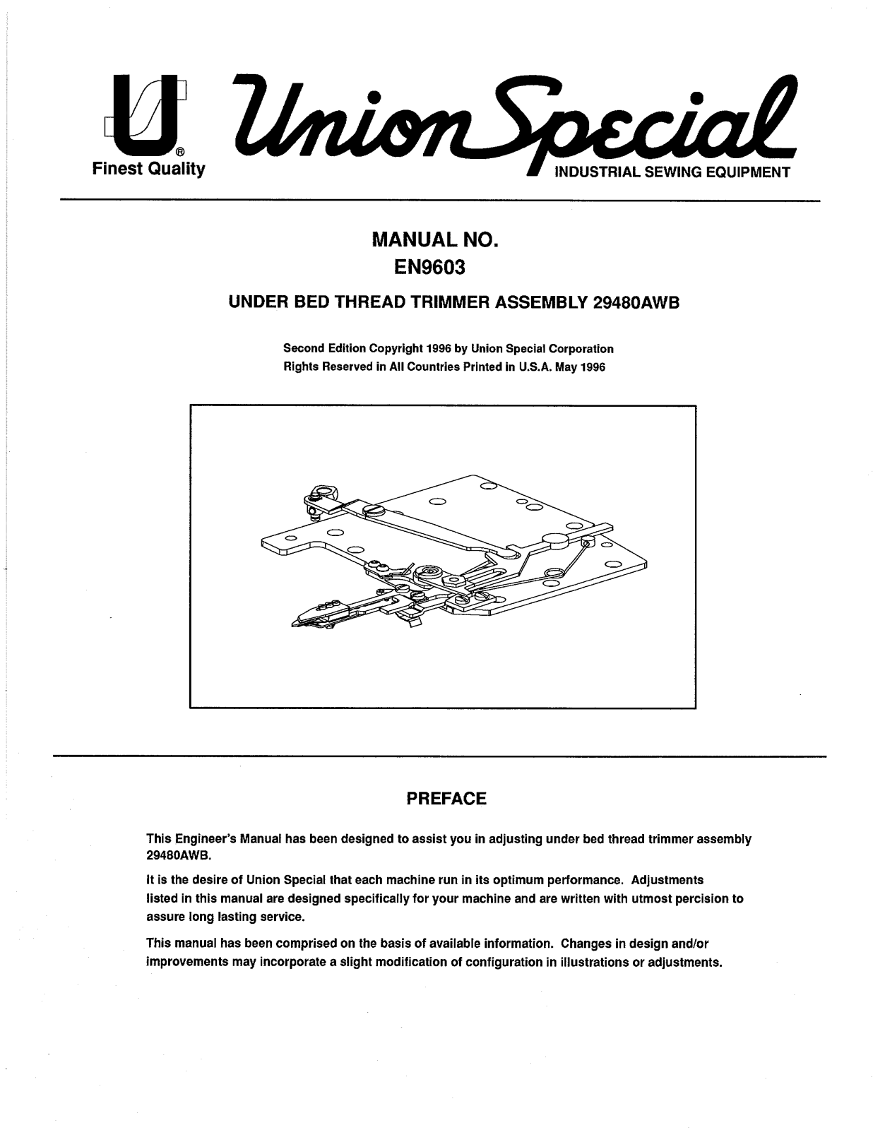 Union Special 29480AWB Parts List