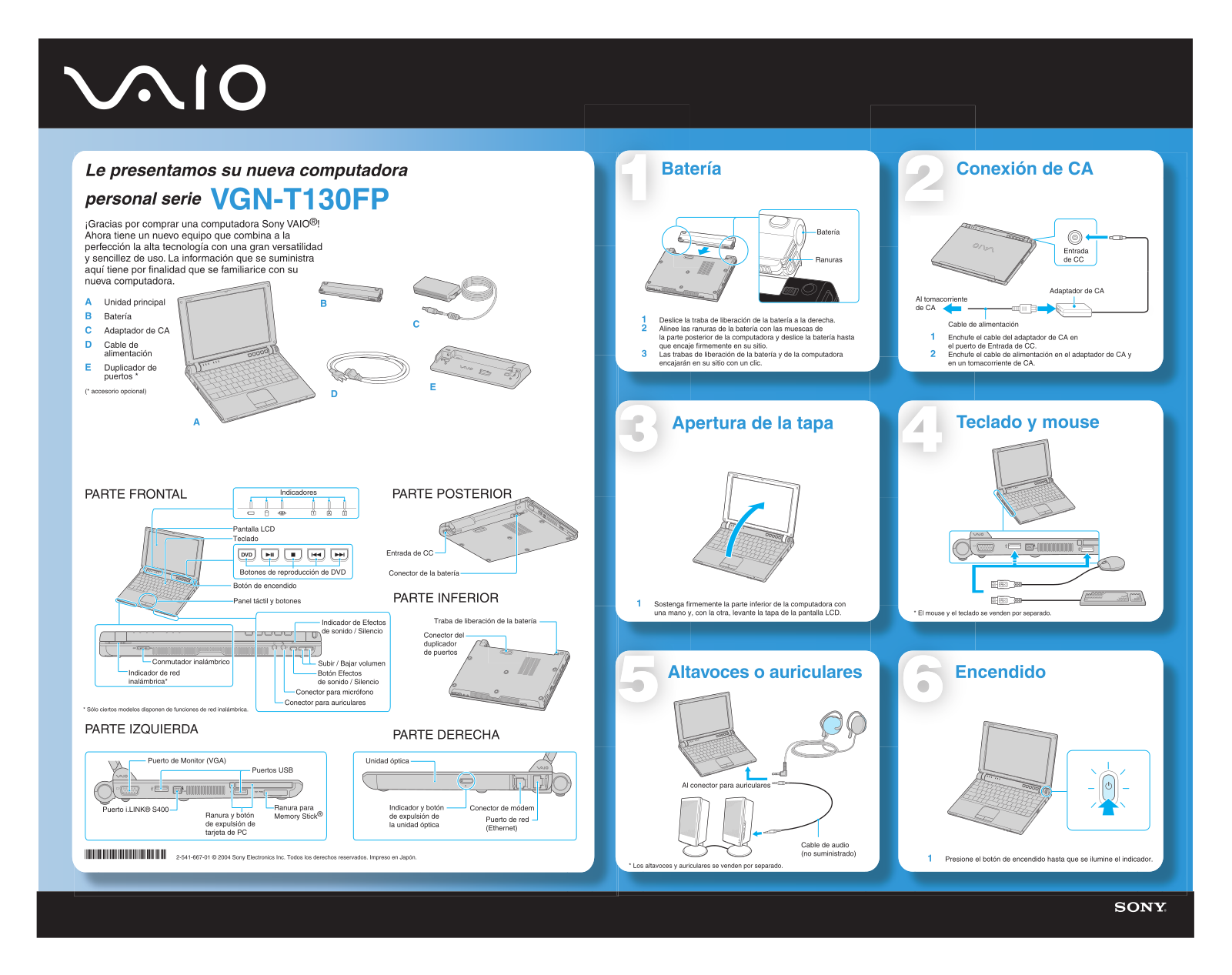 Sony VG-NT130FP Quick start guide