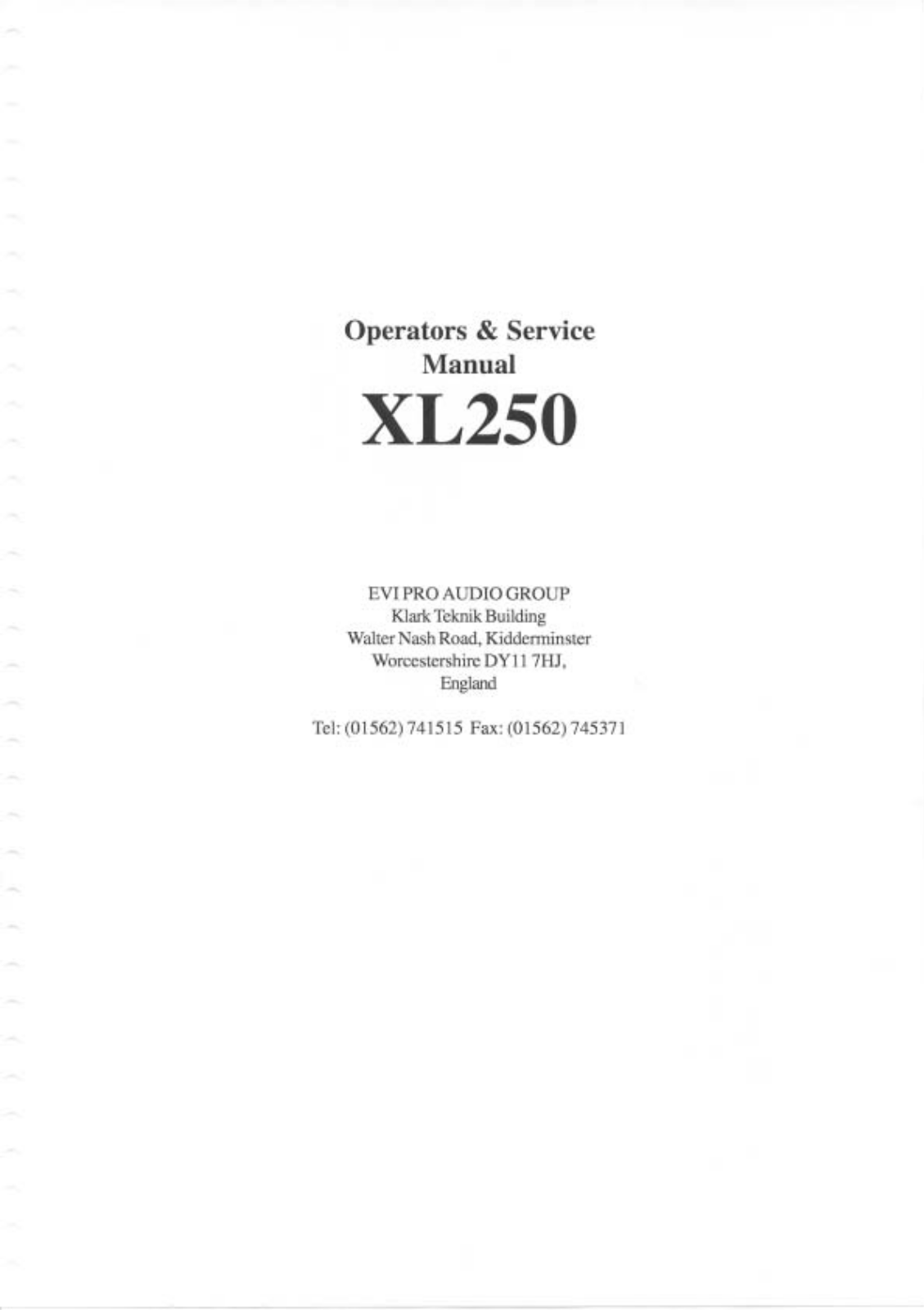 Midas Consoles XL250 User Manual