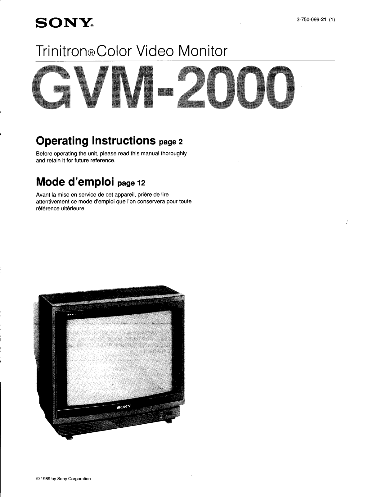 Sony GVM-2000 Operating Instructions - ManualMachine.com