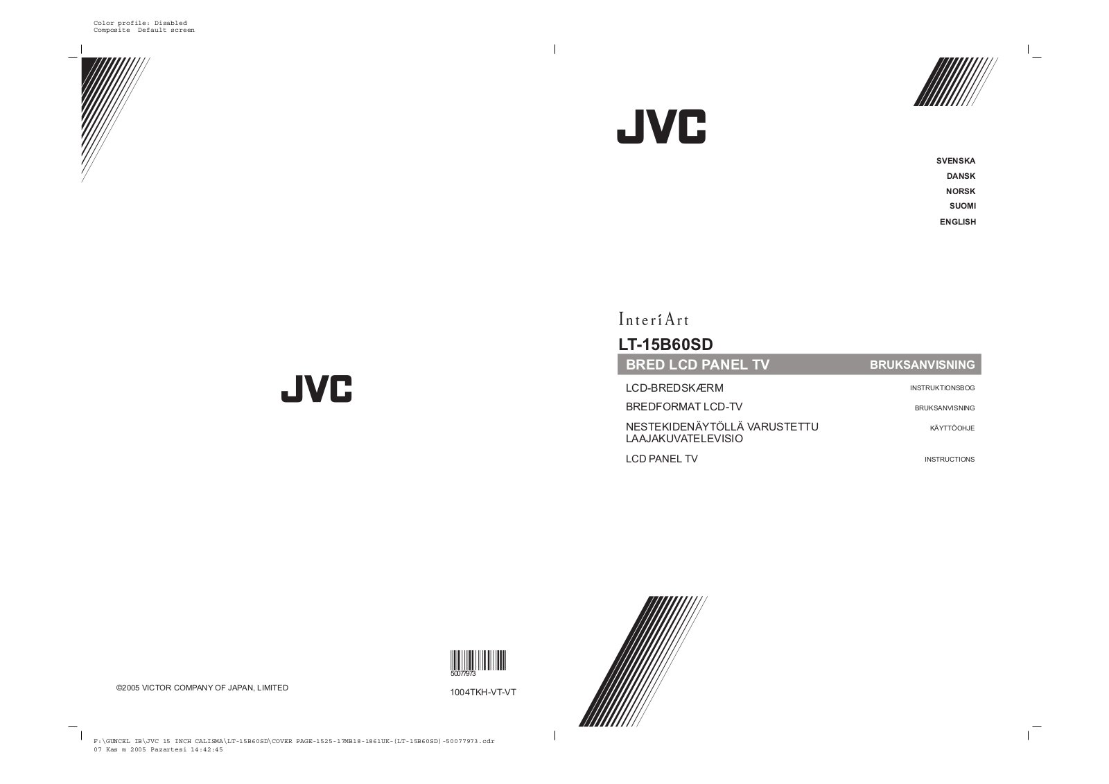 JVC LT-15B60SD Instruction Manual