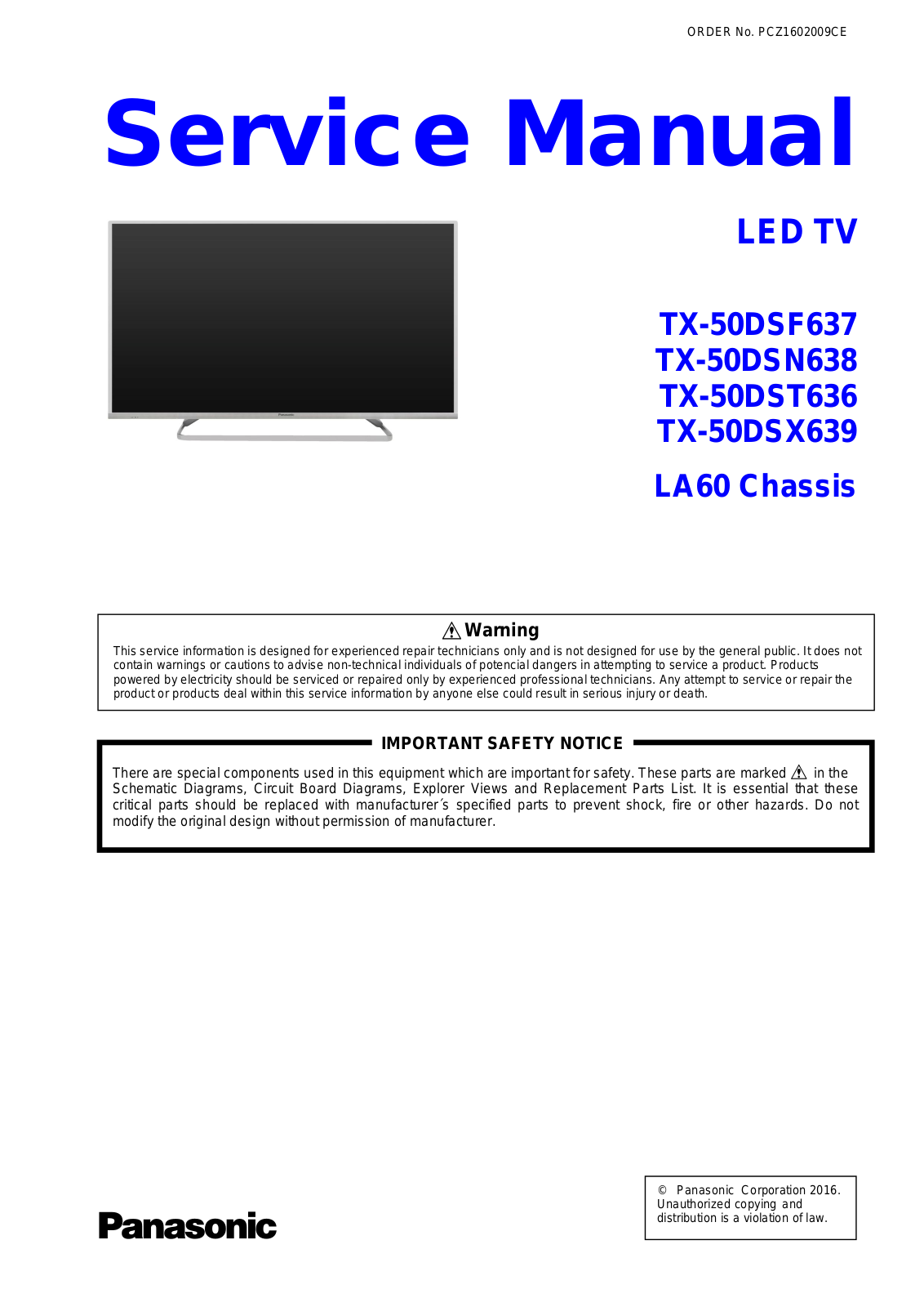 Panasonic TX-50DSN638 Schematic