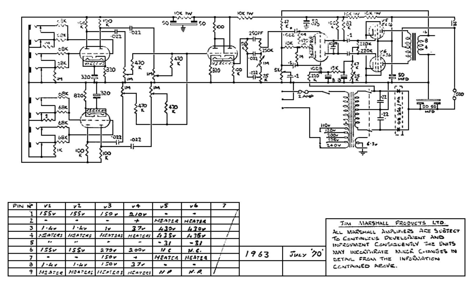 Marshall 1963-70 Schematic