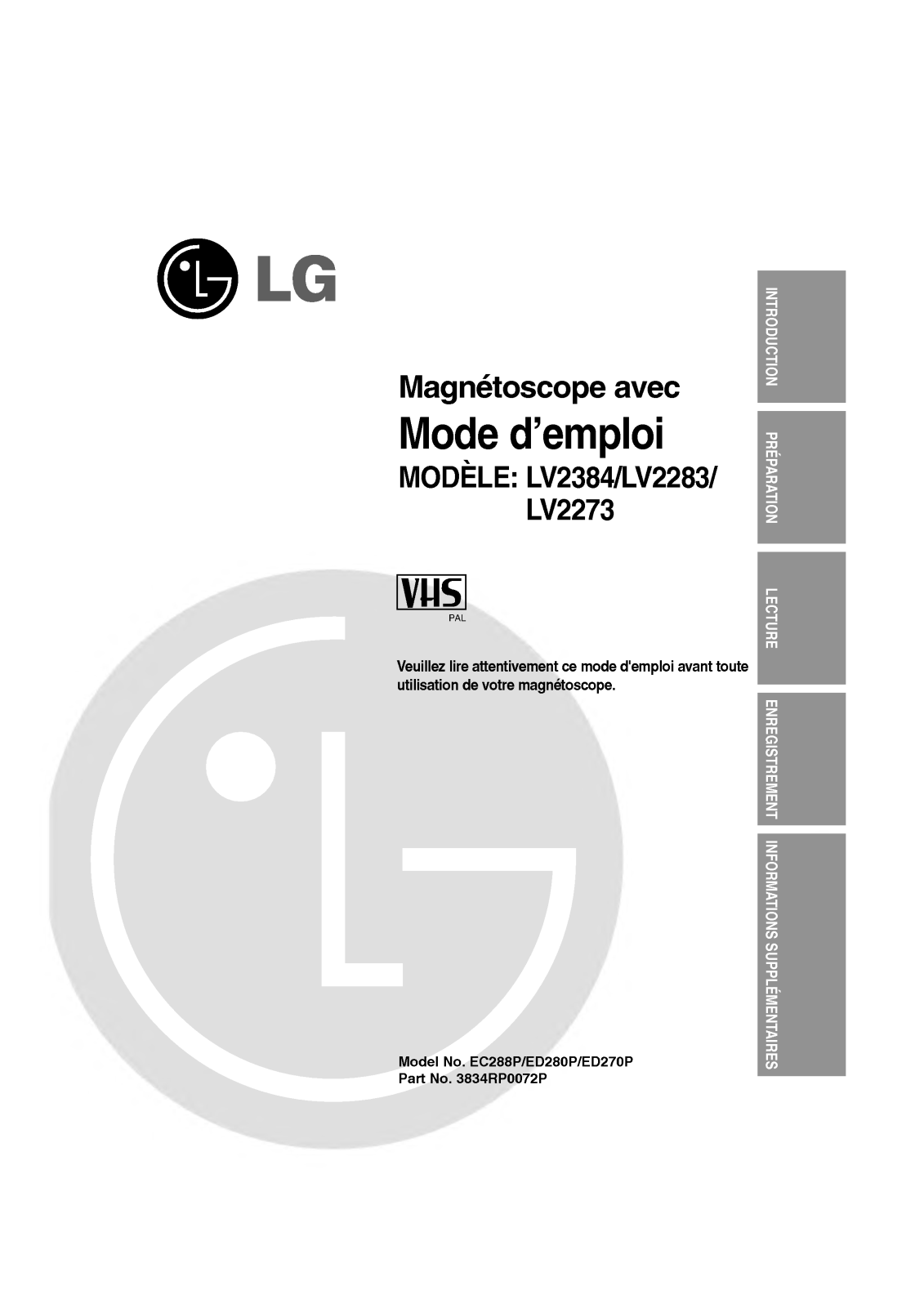 LG LV2384 User Manual