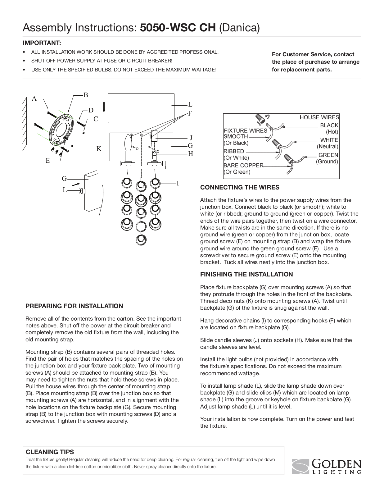 Golden Lighting 5050-WSC CH User Manual