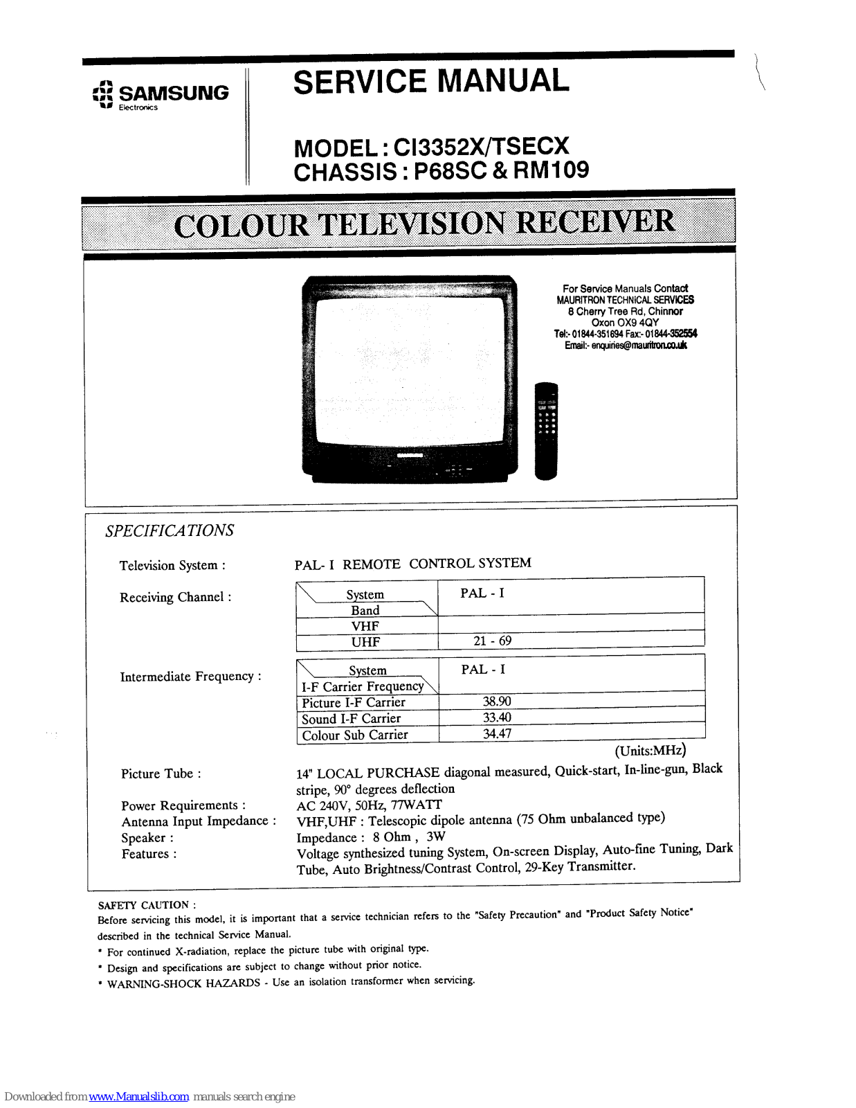 Samsung CI3352X/TSECX Service Manual