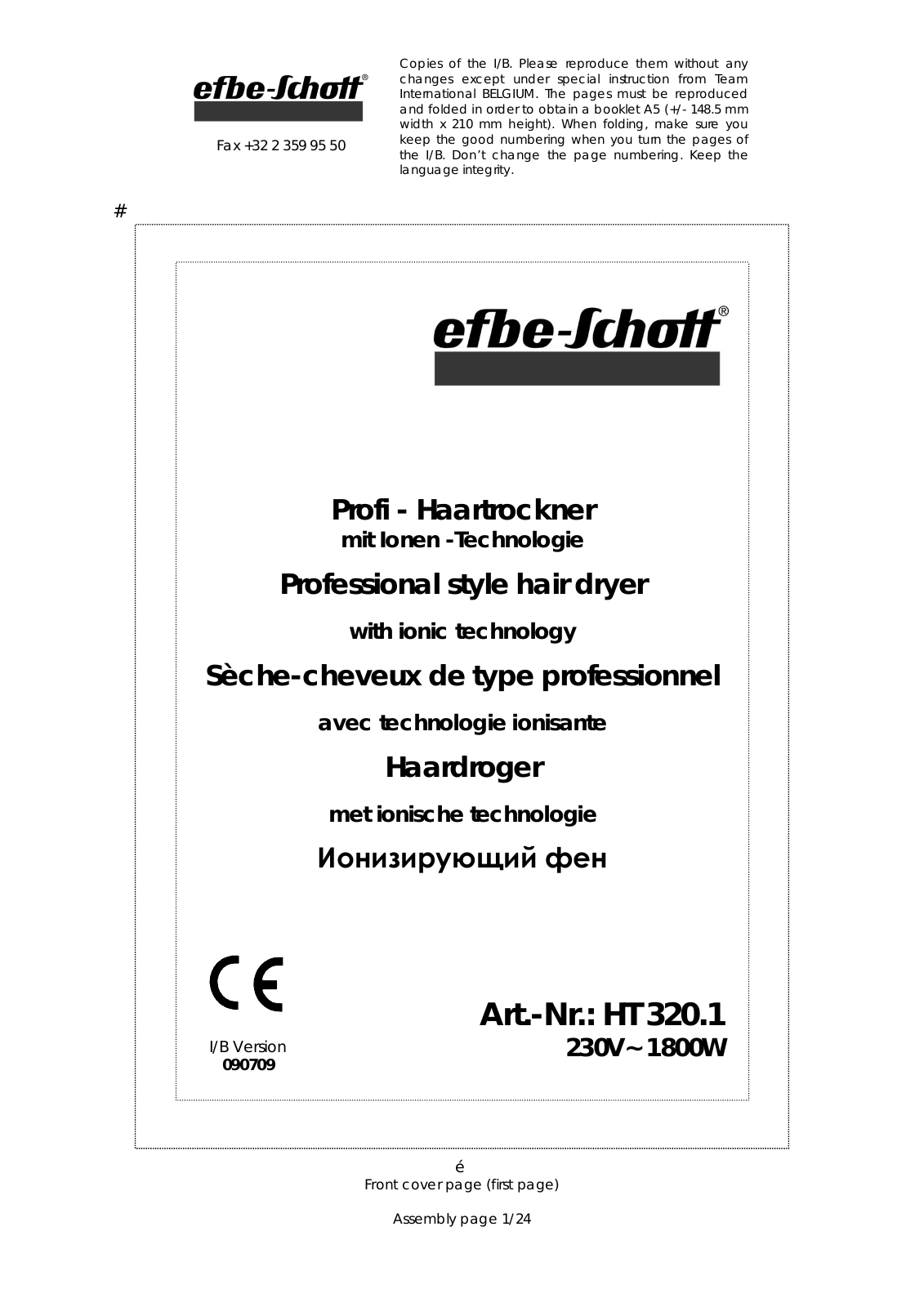 Efbe-Schott HT 320.1 User Manual