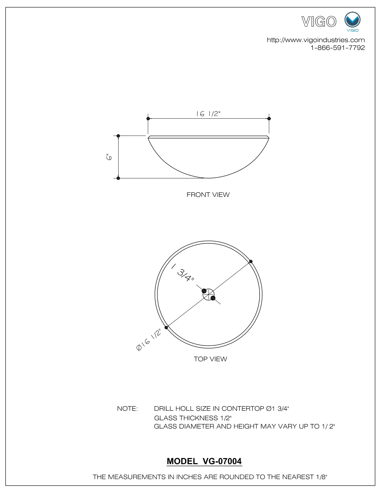 Vigo VG07004 Installation Manual