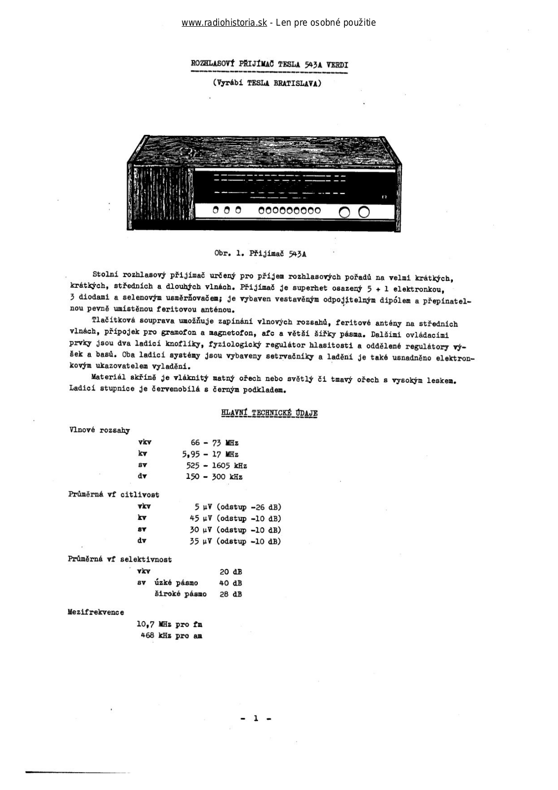 Tesla 543A Verdi User Manual