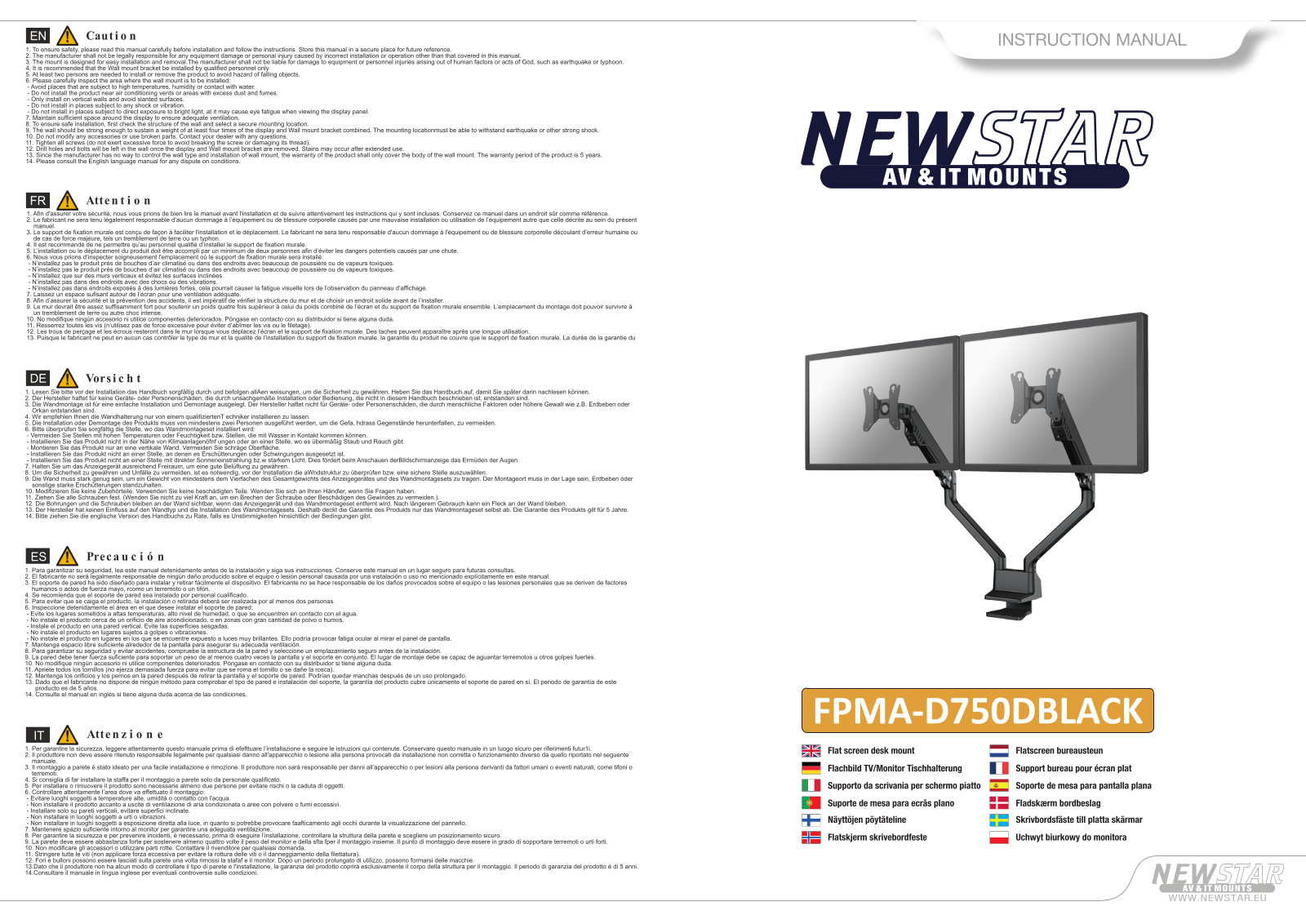 Newstar FPMA-D750DBLACK User Manual