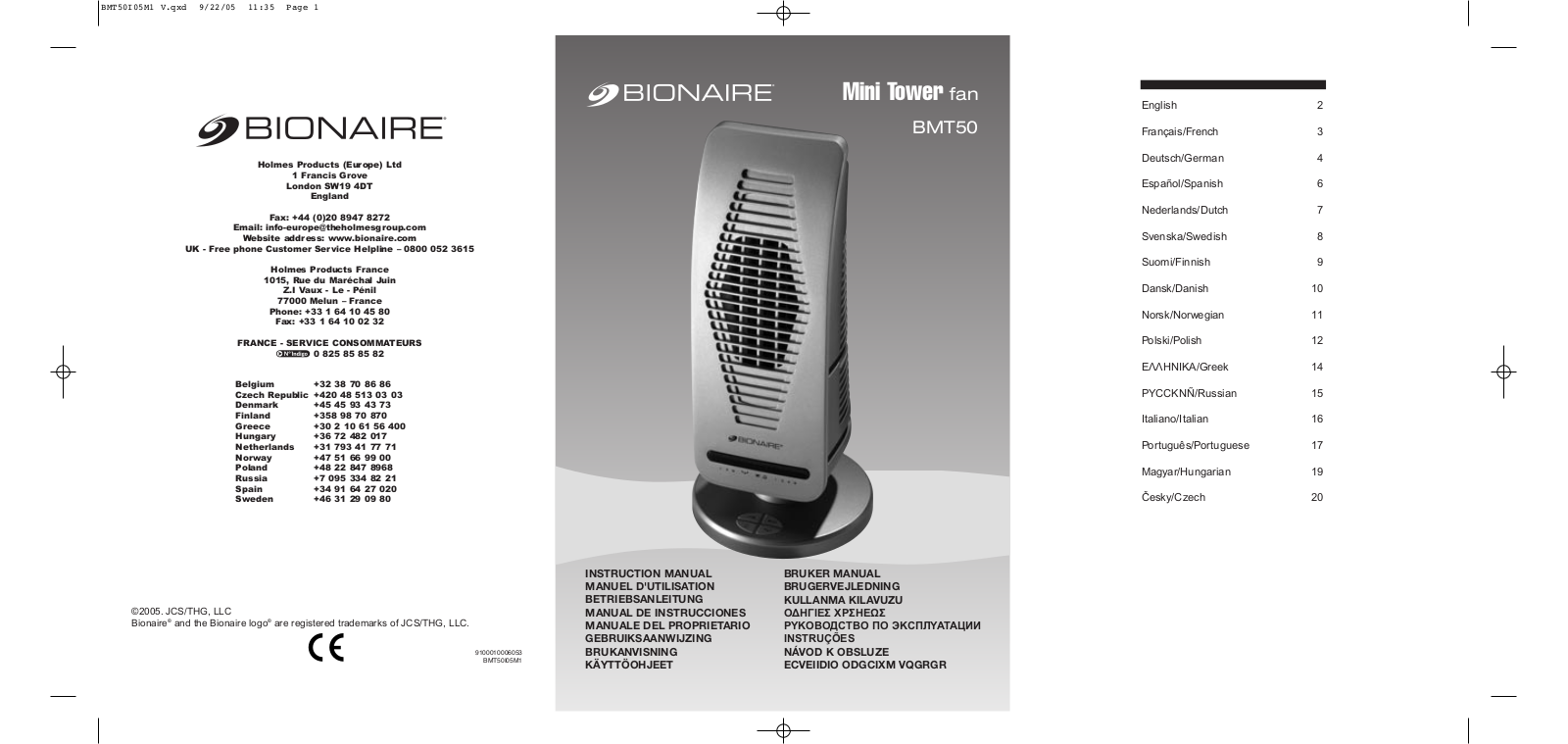 BIONAIRE BMT50-I User Manual