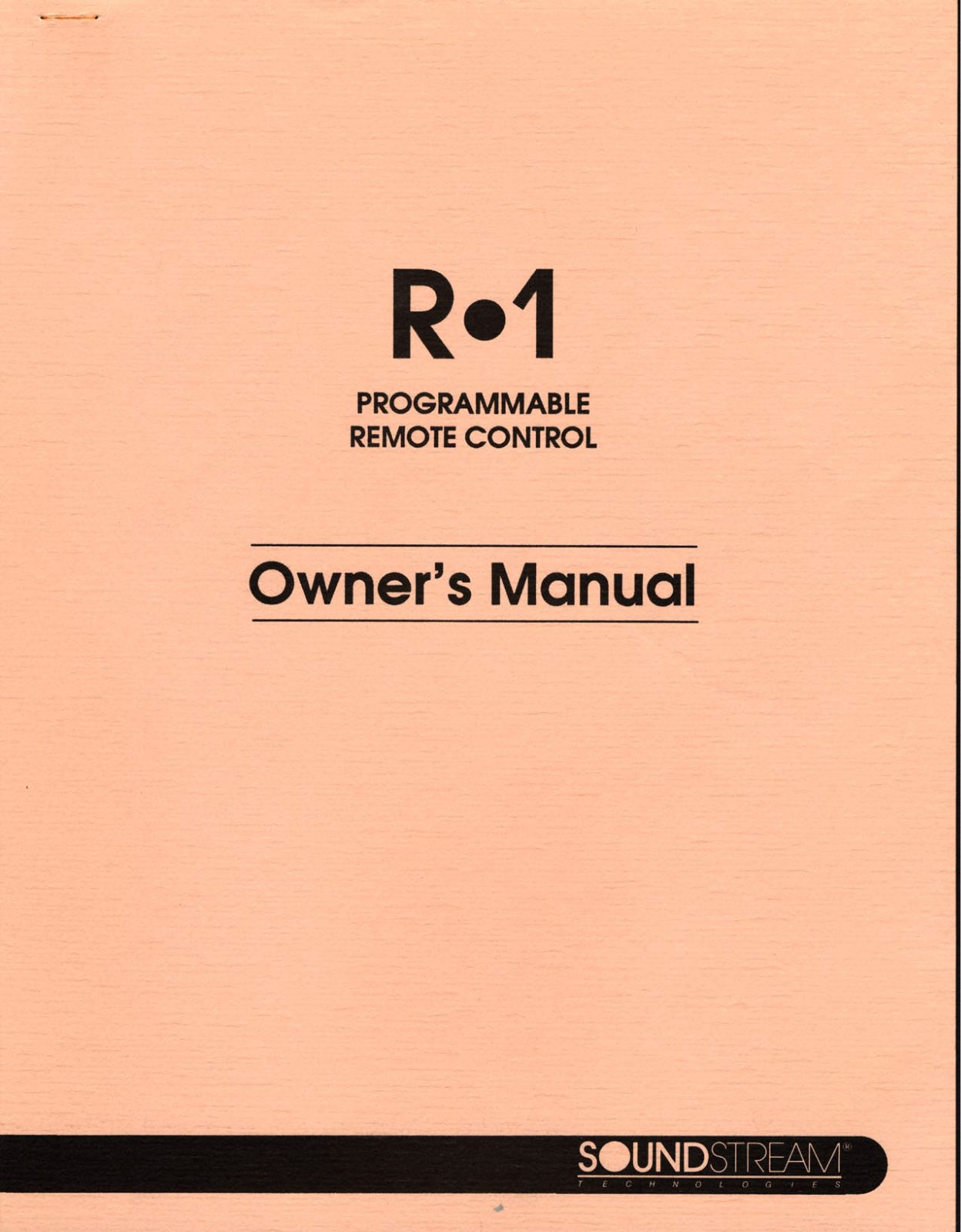 Soundstream R-1 Owners manual