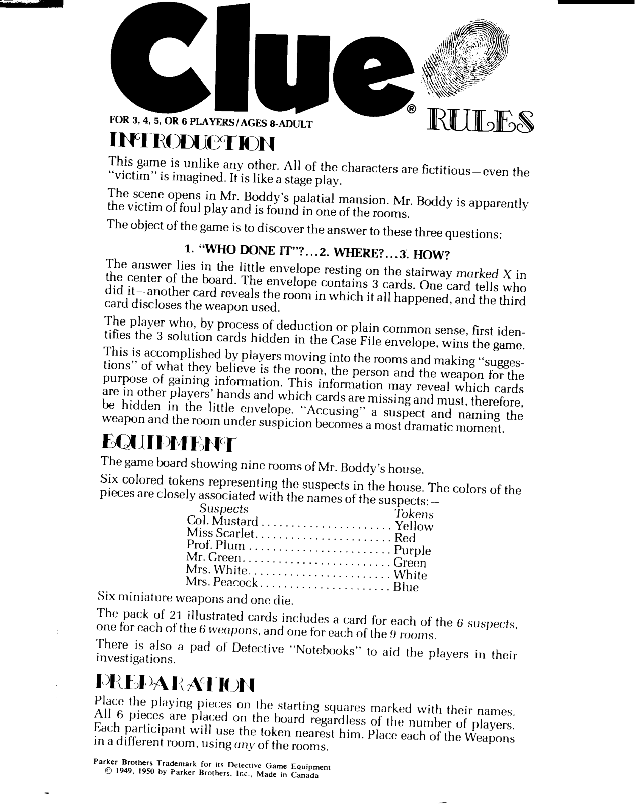 Hasbro CLUE1950 User Manual