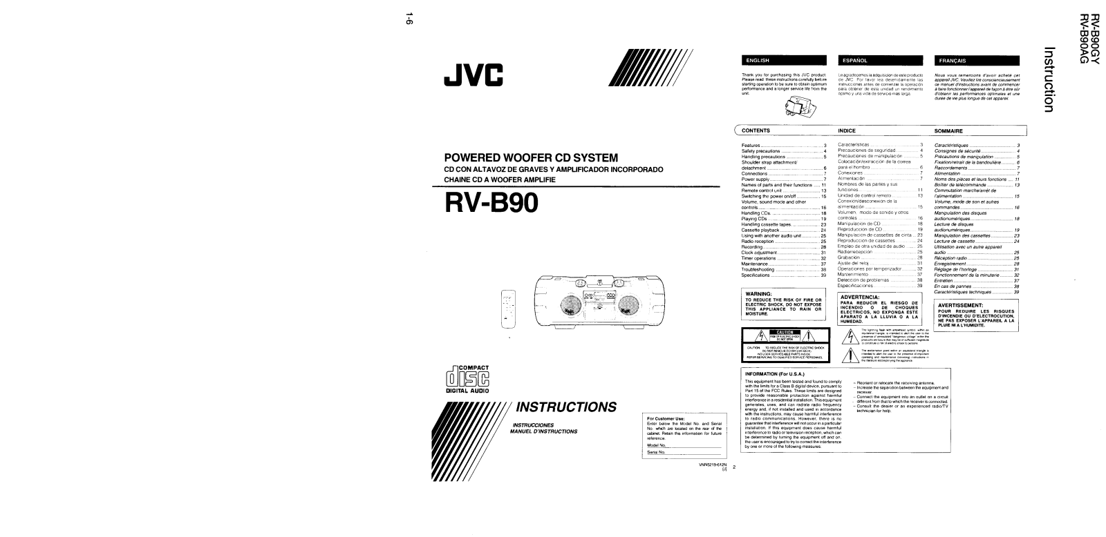 JVC RVB-90 Owners manual