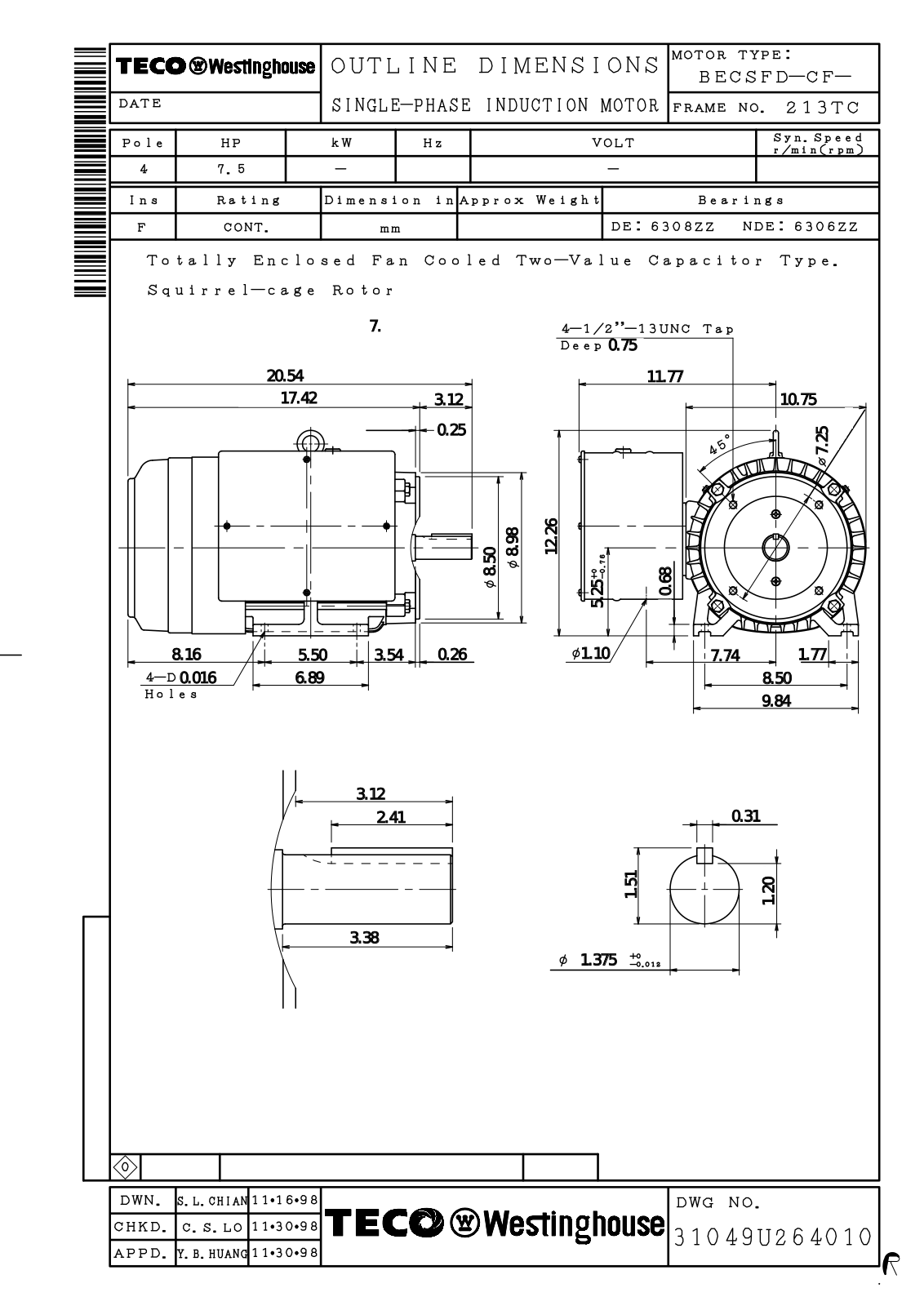 Datasheet S7/54C Reference Drawing (Teco) - ManualMachine.com