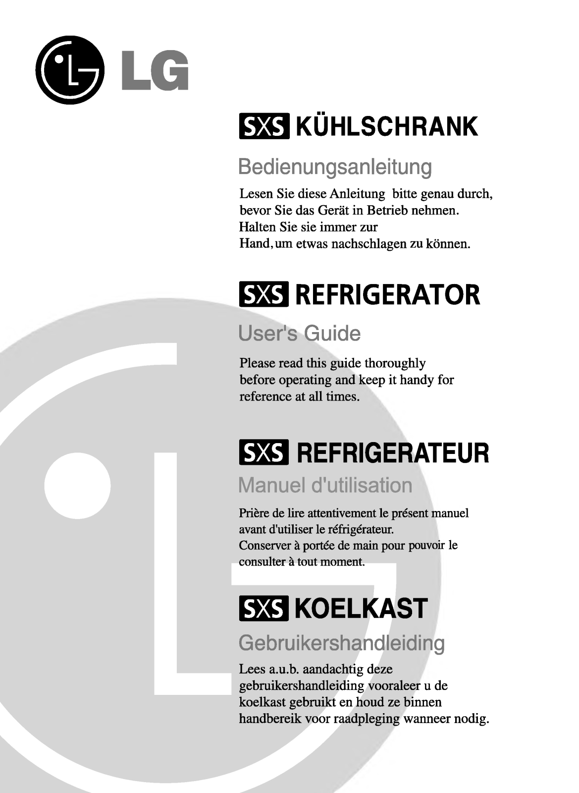 LG GR-P218ATBA User Manual