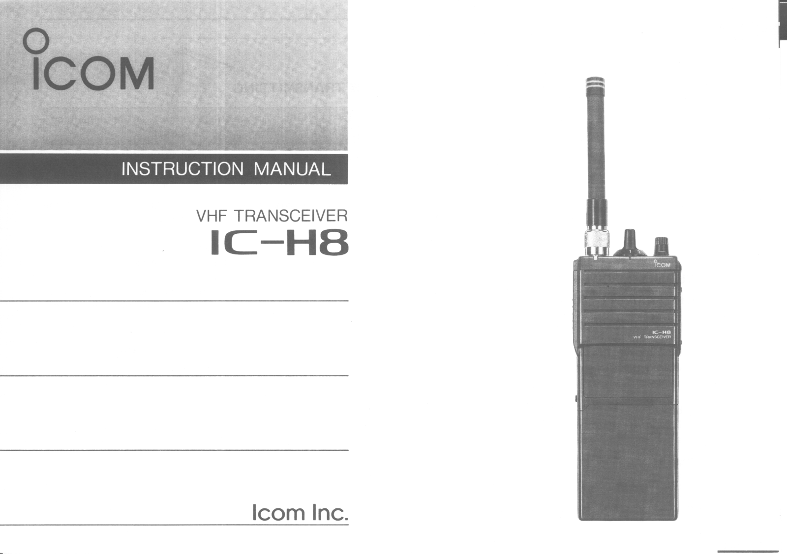 Icom IC-H8 Instruction Manual