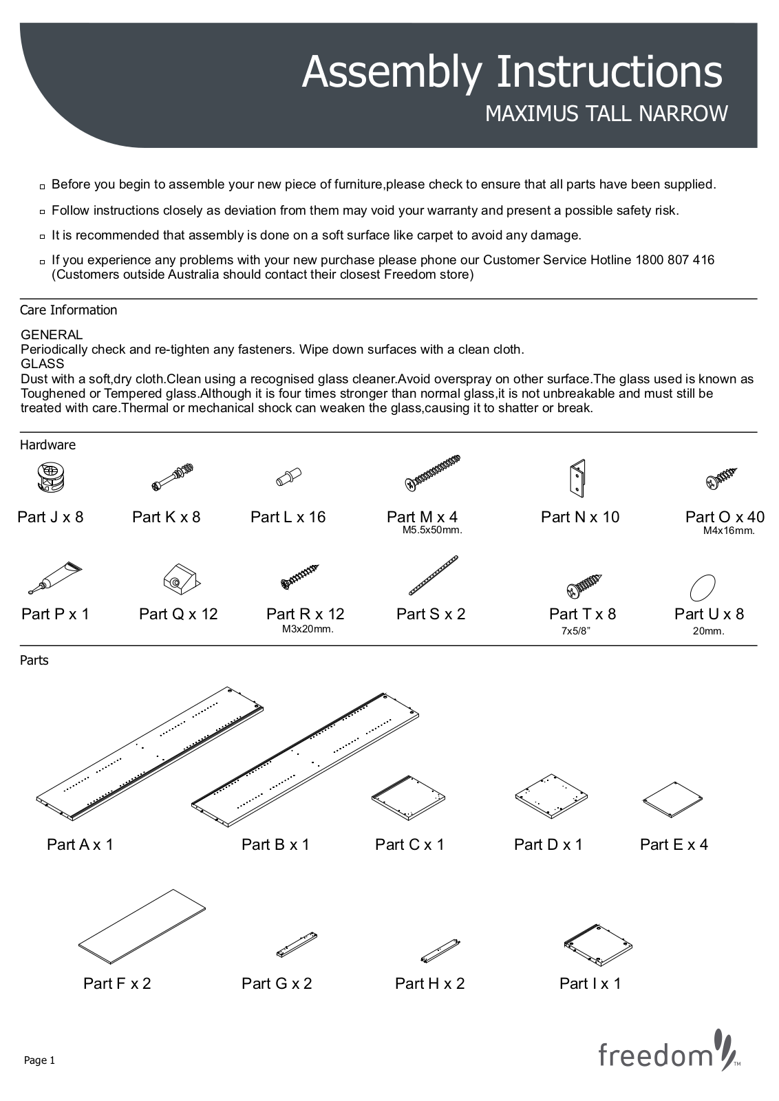 Freedom Maximus Tall Narrow Assembly Instruction - ManualMachine.com