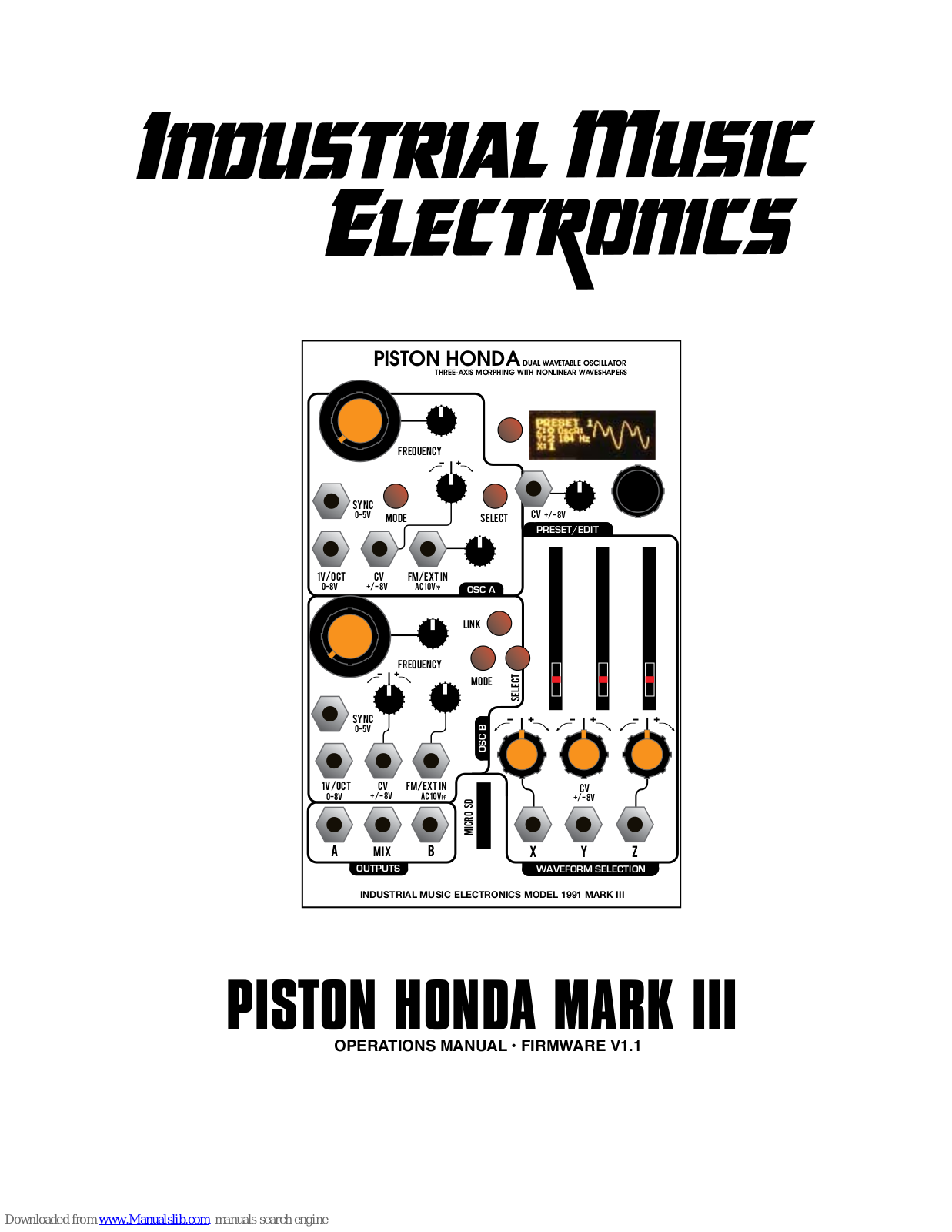 Industrial Music Electronics PISTON HONDA MARK III Operation Manuals