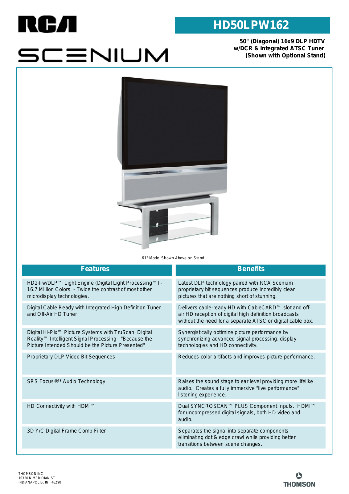 RCA HD50LPW162 User Manual