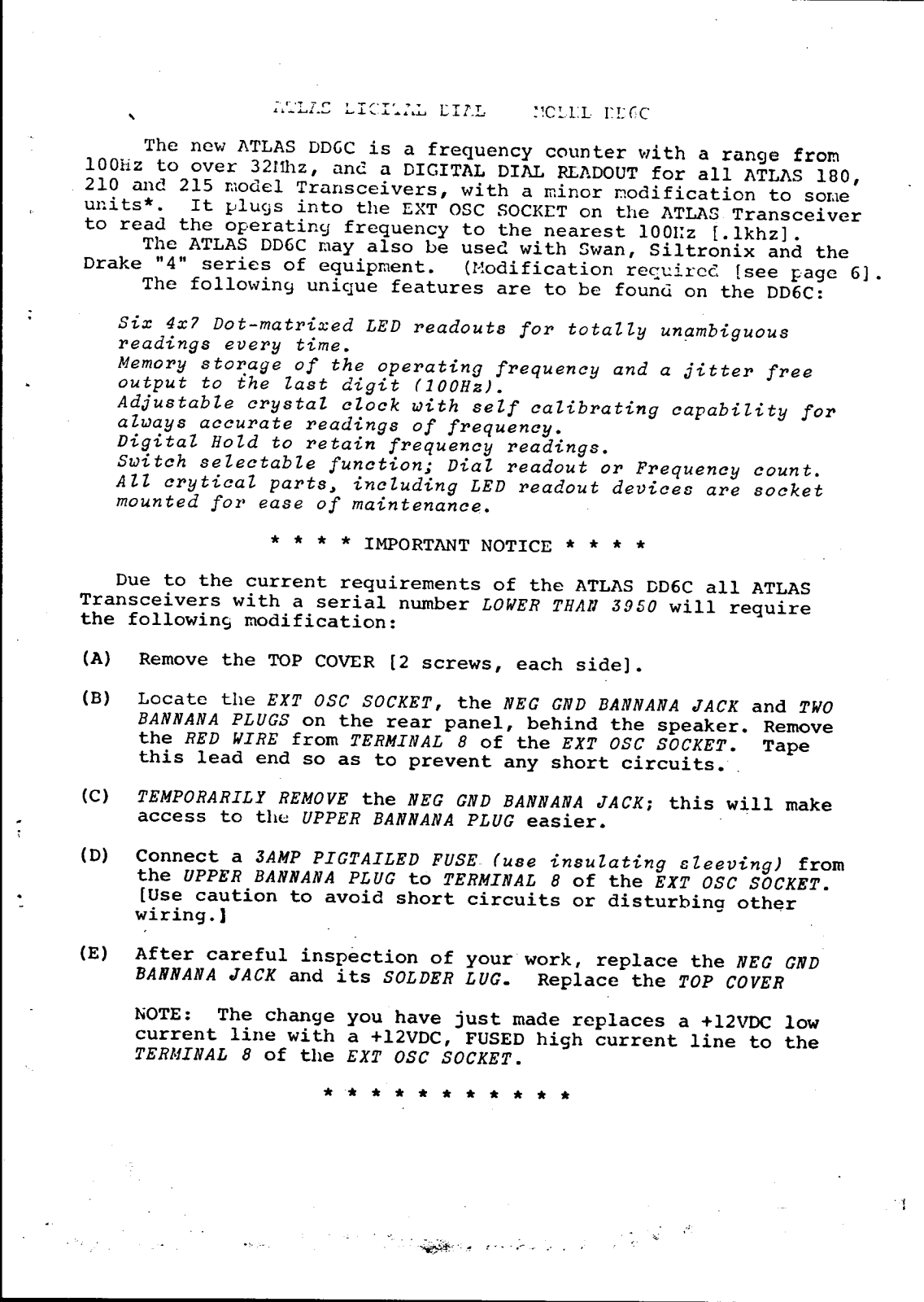 ATLAS DD6C User Manual