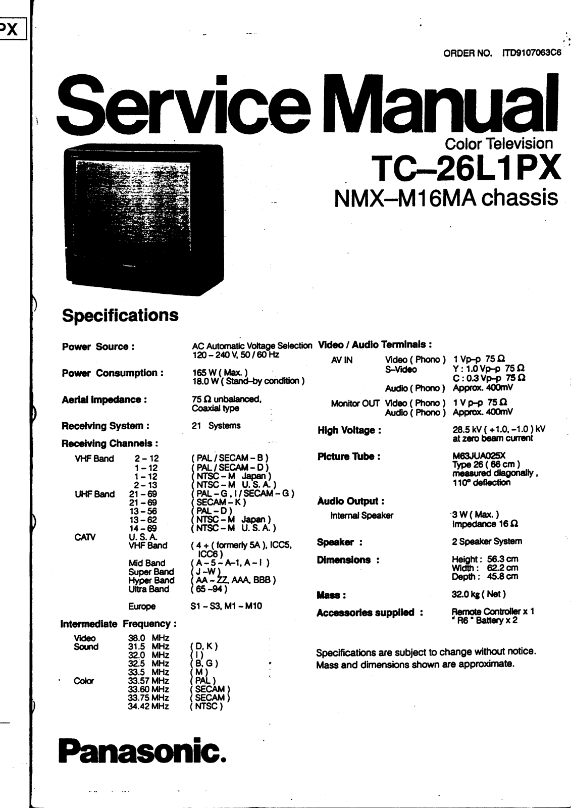 panasonic tc-26l1px Service Manual