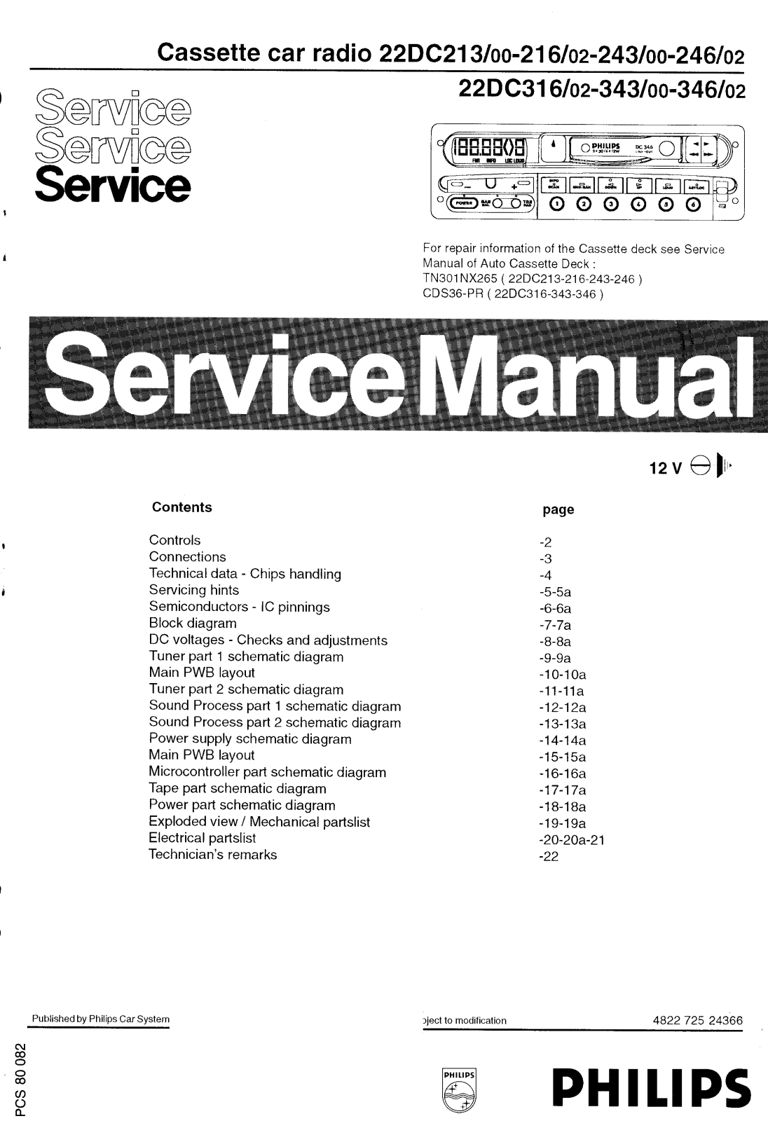 Philips 22-DC-243, 22-DC-216, 22-DC-213 Service Manual