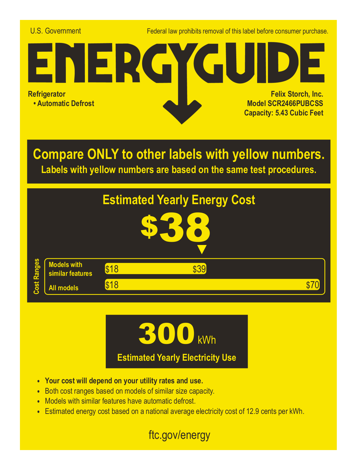 Summit SCR2466PUBCSS Energy manual