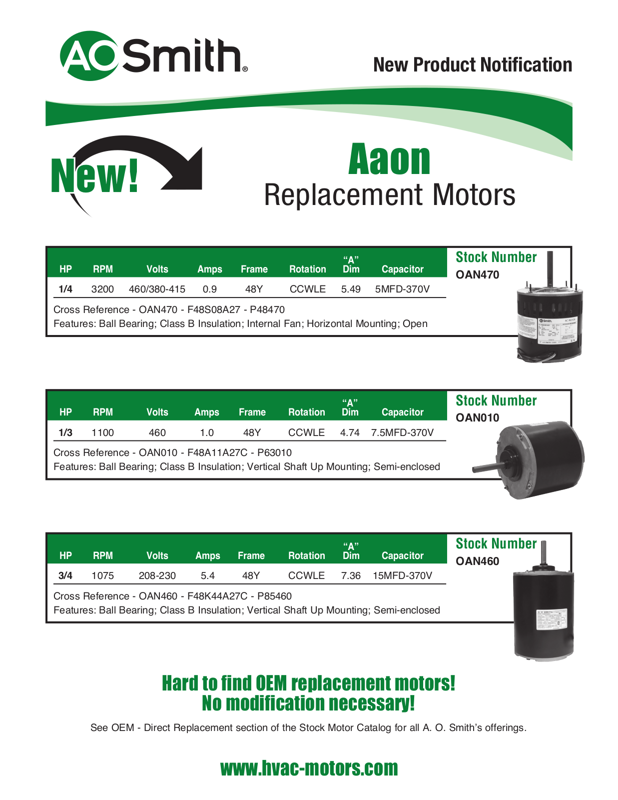 A. O. Smith OAN470 User Manual