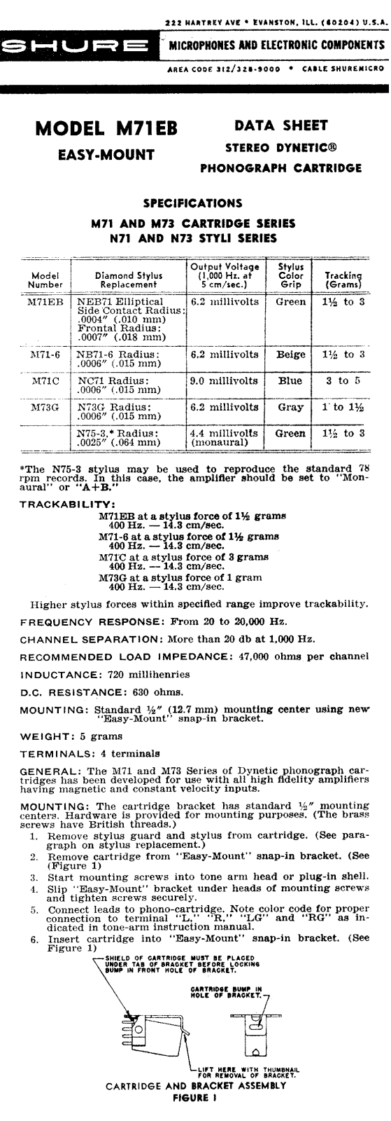 Shure M71EB User Guide - ManualMachine.com