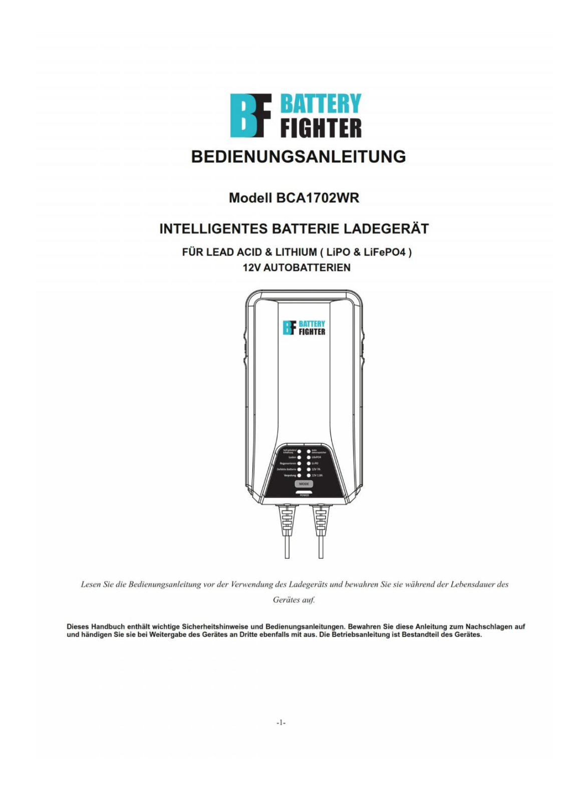 Battery Fighter BCA1702WR User Manual