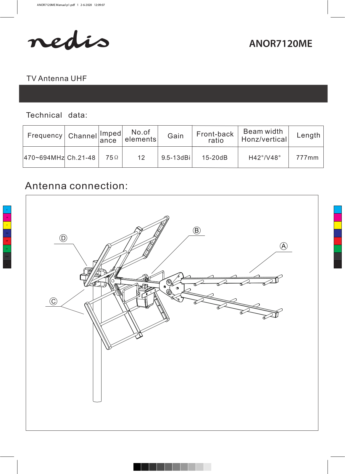 Nedis ANOR7120ME Technical data