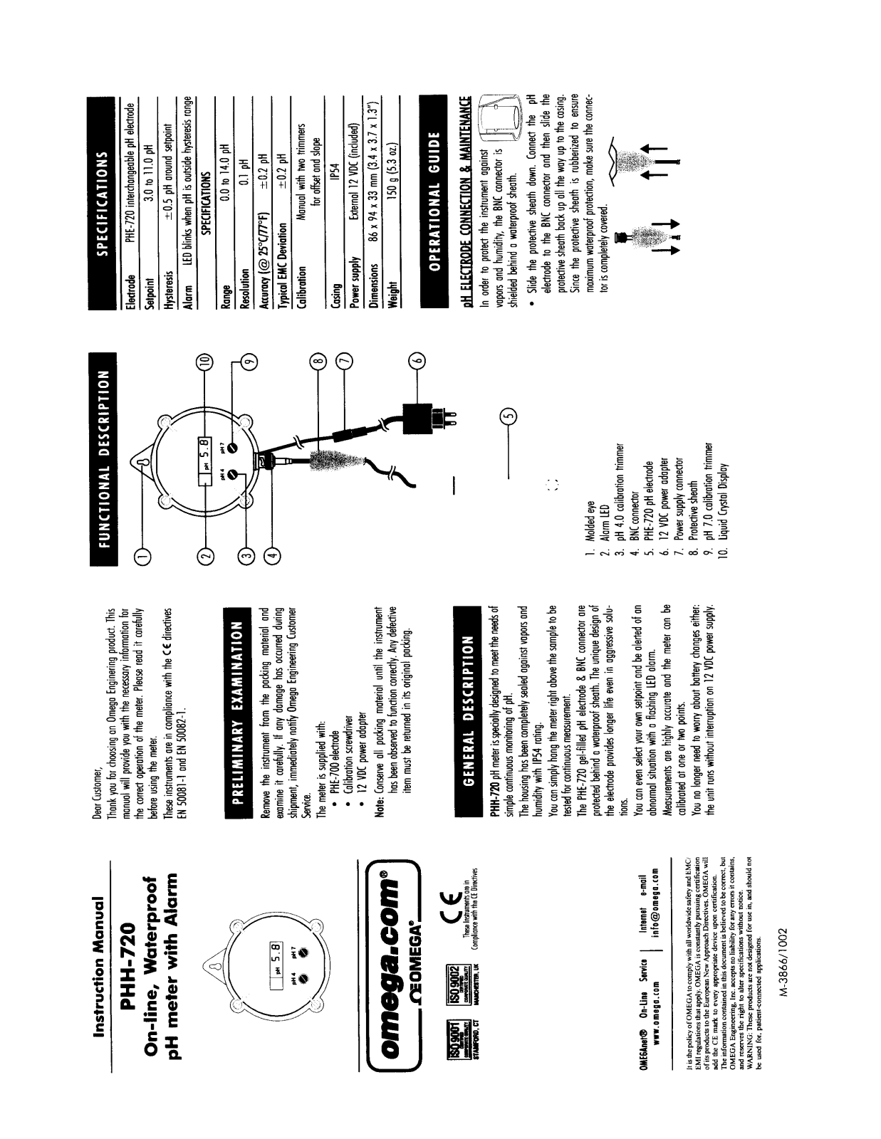 Omega Products PHH-720 Installation  Manual